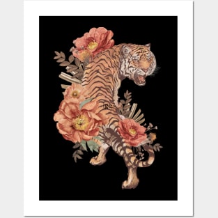 Floral Tiger Posters and Art